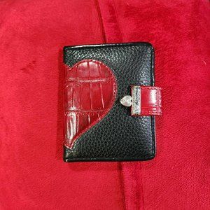 Brighton leather card or photo wallet Black w/red heart
